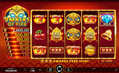 El juego de slot 9 Masks of Fire en el casino online peruano Spin Casino