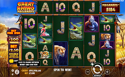 La slot Great Rhino Megaways en el casino online peruano Betsafe