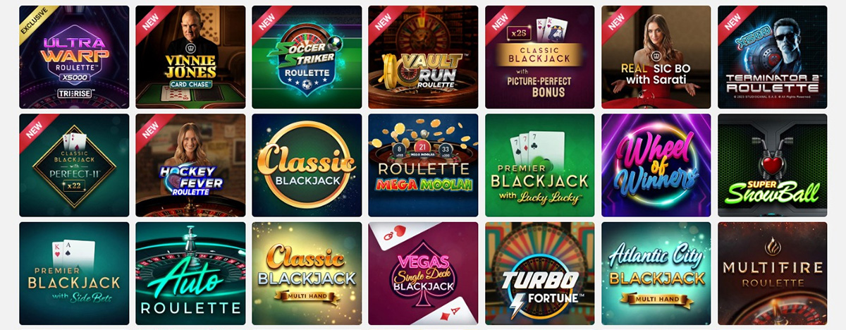 Ruleta, blackjack y otros juegos de mesa en Ruby Fortune