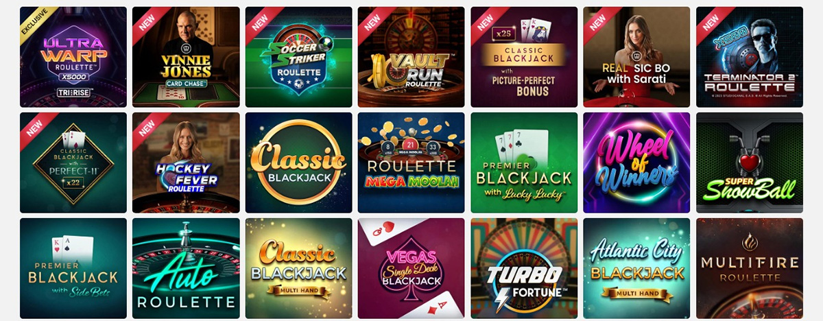 Ruleta, blackjack y otros juegos de mesa en Spin Casino